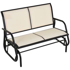 2-Person Glider Bench, Outdoor Swing Chair Loveseat, with Comfortable Fabric, Smooth Rocker, Steel Frame, for Porch, Beige