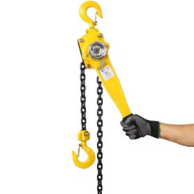 Lever Chain Hoist  1 1 2 Ton 3300LBS Capacity 5 FT Chain Come Along With Heavy Duty Hooks Ratchet Lever Chain Block Hoist Lift Puller (Option: Yellow)