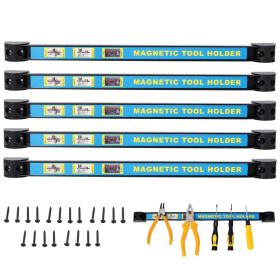 5PACK 18inch Heavy Duty Magnet Tool Bar,Magnetic Tool Holder,Magnetic Tool Holder Strip,for Workshop Garage,Mounting Screws Included (Option: Black)